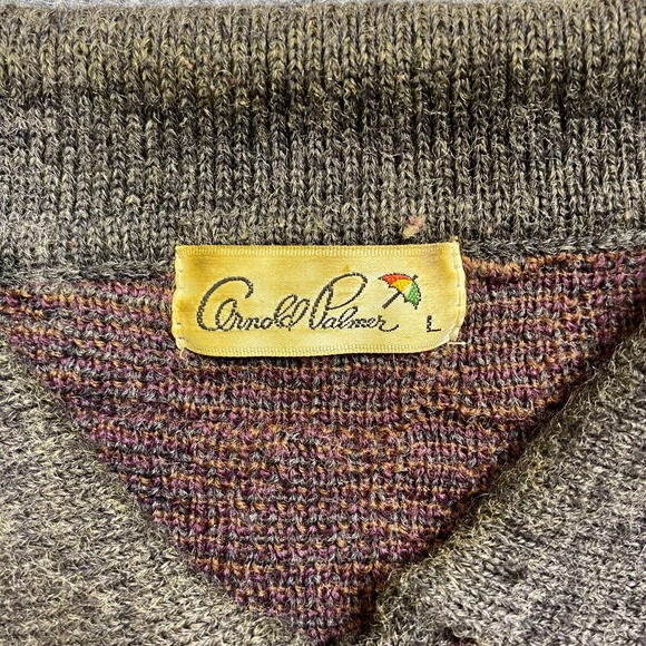 Arnold Palmer Men's Large Pullover‎ Sweater Quarter Button 90s Orange Purple - Picture 2 of 6